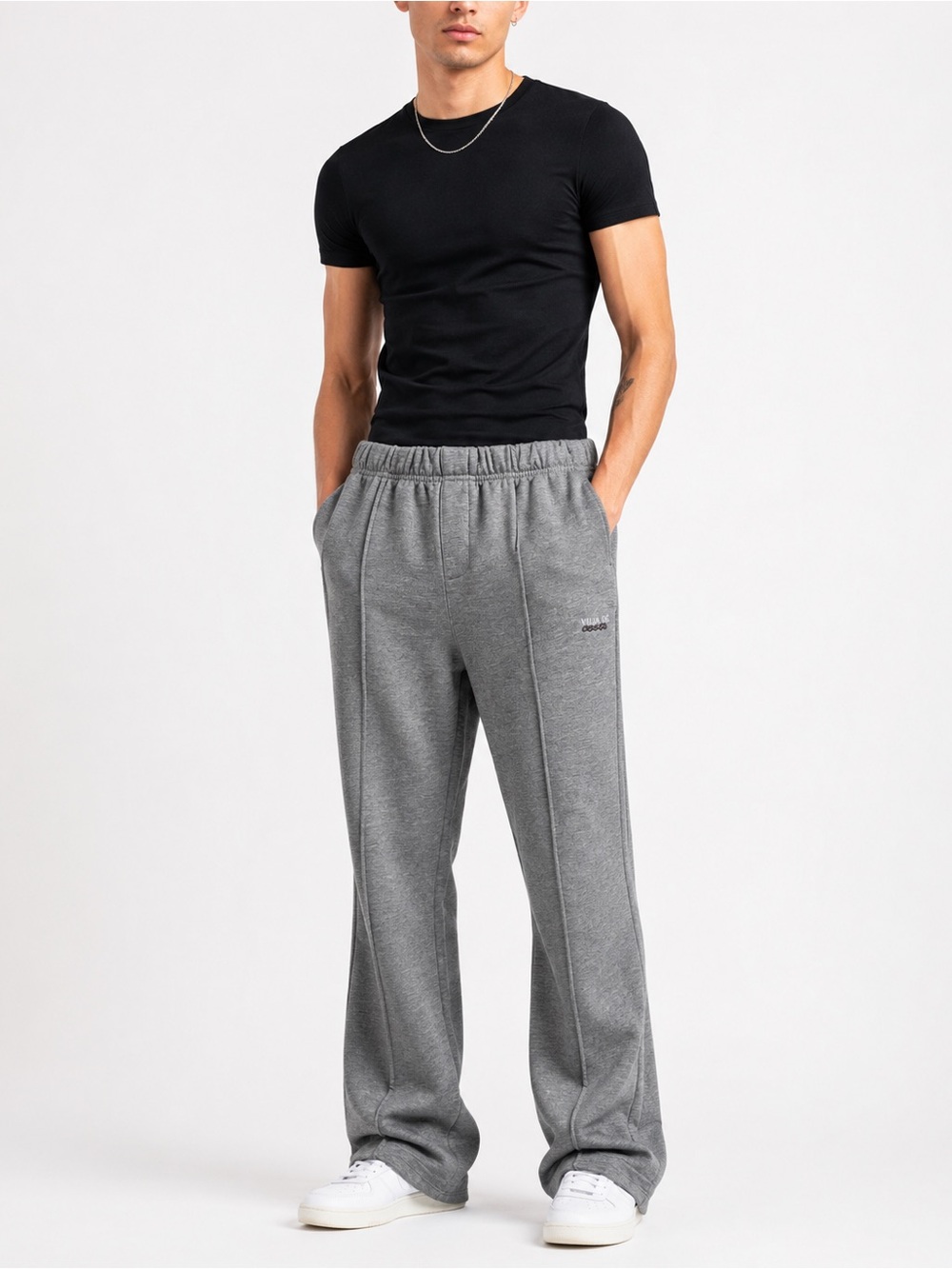 Vuja Dé 004 Pleated Lounge Pants Grey Flared Sweatpants Size L